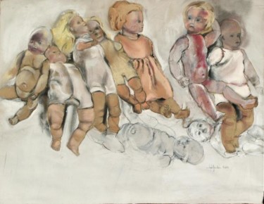 Peinture intitulée "famille nombreuse" par Anneghelf, Œuvre d'art originale