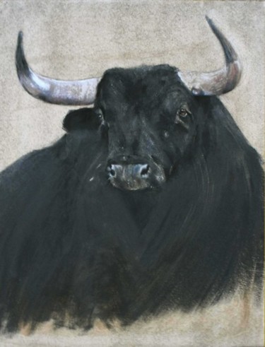 Peinture intitulée "tête taureau" par Anneghelf, Œuvre d'art originale