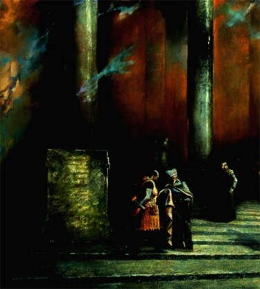 Pintura titulada "Pilate and Caiaphas" por Ghenadie Sontu, Obra de arte original, Oleo