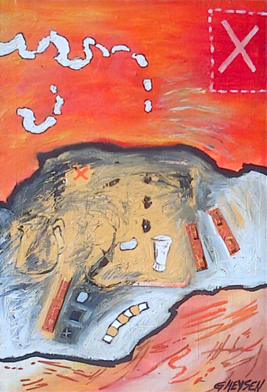Peinture intitulée "Chemin,Traces et Pa…" par Patrick Gheysen, Œuvre d'art originale, Huile