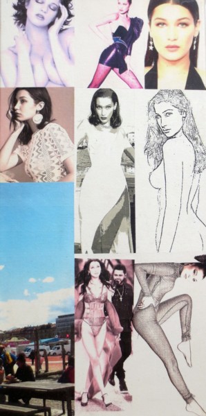 Collages intitulée "Bella-Hadid-mannequ…" par Ghezzi, Œuvre d'art originale