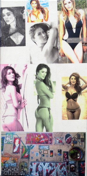 Collages intitulée "Arianny Celeste Mod…" par Ghezzi, Œuvre d'art originale, Collages Monté sur Châssis en bois