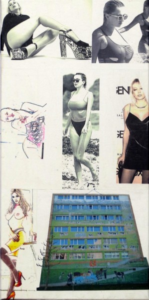 Collages intitulée "Caroline-Vreeland 2…" par Ghezzi, Œuvre d'art originale, Collages Monté sur Châssis en bois