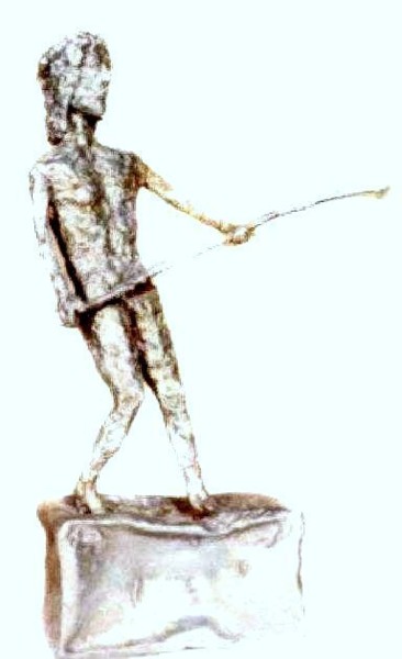 Sculpture titled "Pescatore" by Ghezzi, Original Artwork, Metals