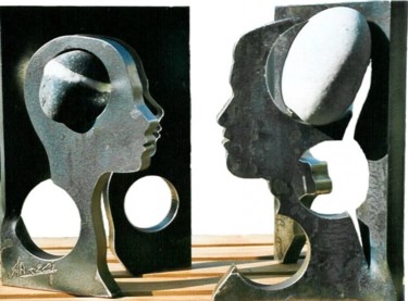 Sculpture titled "A5  couple" by Ghezzi, Original Artwork, Metals