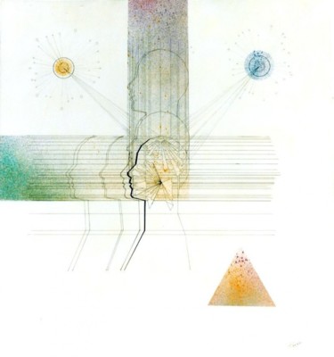 Zeichnungen mit dem Titel "Communication" von Ghezzi, Original-Kunstwerk, Tinte