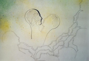 Drawing titled "Bacio" by Ghezzi, Original Artwork, Ink