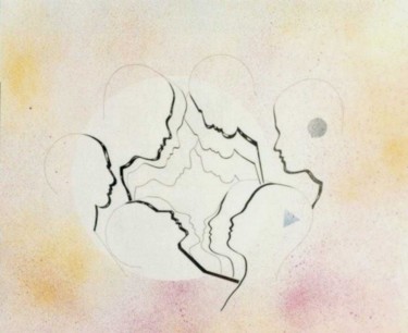 Zeichnungen mit dem Titel "Gruppo" von Ghezzi, Original-Kunstwerk, Tinte