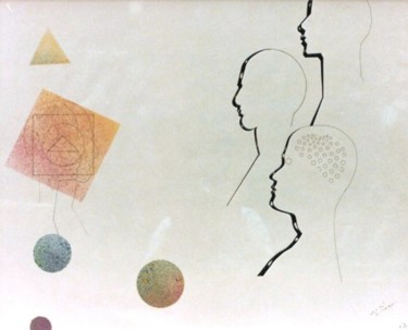Zeichnungen mit dem Titel "Tre" von Ghezzi, Original-Kunstwerk, Tinte