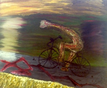 Peinture intitulée "Bicicletta" par Ghezzi, Œuvre d'art originale, Huile