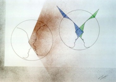 Zeichnungen mit dem Titel "Vision" von Ghezzi, Original-Kunstwerk, Tinte