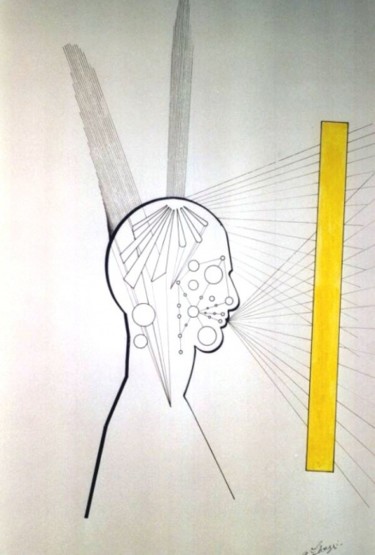 Drawing titled "Vision" by Ghezzi, Original Artwork, Ink