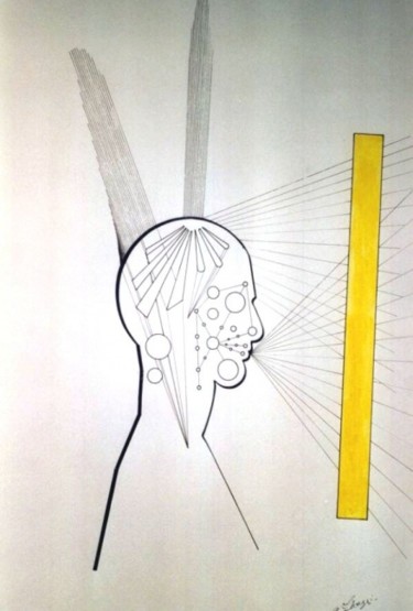 Dessin intitulée "Vision" par Ghezzi, Œuvre d'art originale, Encre