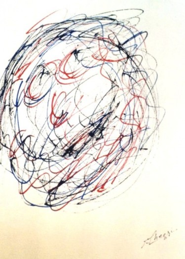 Drawing titled "Maschera" by Ghezzi, Original Artwork, Ink