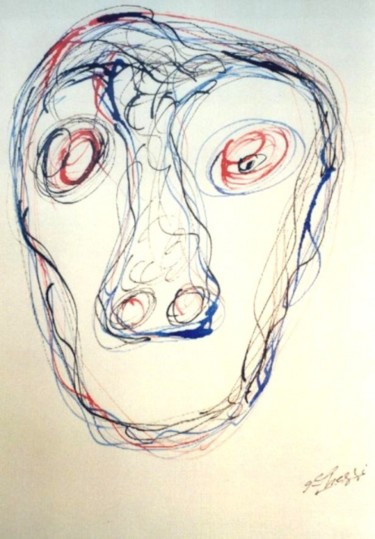 Dessin intitulée "Maschera" par Ghezzi, Œuvre d'art originale, Autre