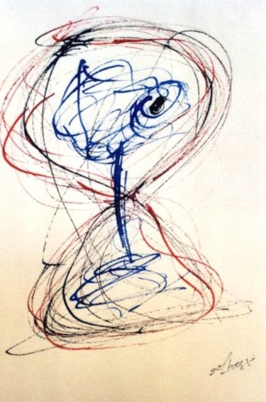 Drawing titled "Maschera" by Ghezzi, Original Artwork, Ink