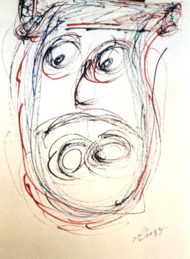 Dessin intitulée "Maschera" par Ghezzi, Œuvre d'art originale, Encre