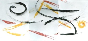 Peinture intitulée "3 Punti Rossi" par Ghezzi, Œuvre d'art originale, Encre
