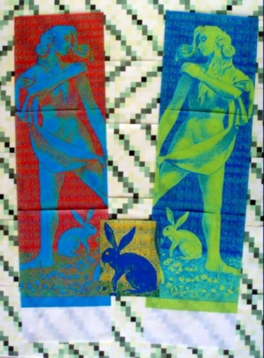 Collages intitulée "Lapin" par Ghezzi, Œuvre d'art originale