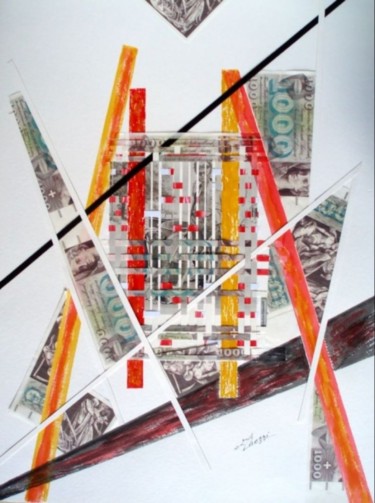 Collages intitulée "Business" par Ghezzi, Œuvre d'art originale