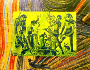 Collages intitulée "Fontaine de jouvence" par Ghezzi, Œuvre d'art originale
