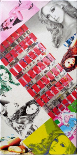 Collages titled "Jessica-Alba 42" by Ghezzi, Original Artwork, Paper