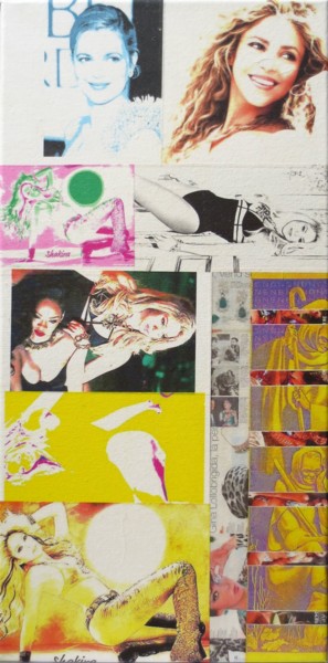 Collages titled "Shakira 45" by Ghezzi, Original Artwork, Paper