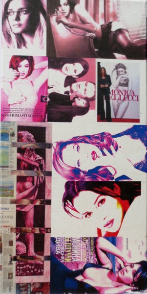 Collages intitulée "Monica-Bellucci 65" par Ghezzi, Œuvre d'art originale, Papier