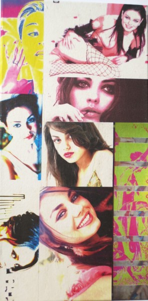 Collages titled "Mila-Kunis 68" by Ghezzi, Original Artwork, Paper