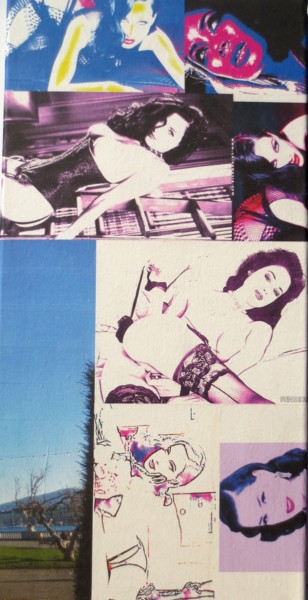 Collages titled "Dita-Von-Teese 82" by Ghezzi, Original Artwork, Paper