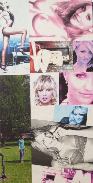 Collages titled "Cameron-Diaz 85" by Ghezzi, Original Artwork, Paper