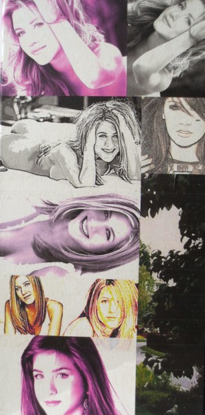 Collages titled "Jennifer-Aniston 92" by Ghezzi, Original Artwork, Paper