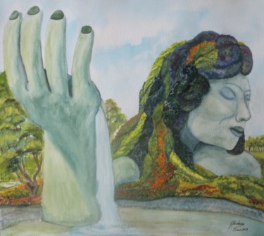 Schilderij getiteld "Madre Tierra -" door Ghislaine, Origineel Kunstwerk, Aquarel