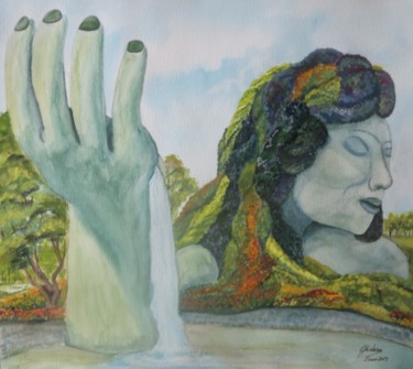 Painting titled "Madre Tierra -" by Ghislaine, Original Artwork, Watercolor