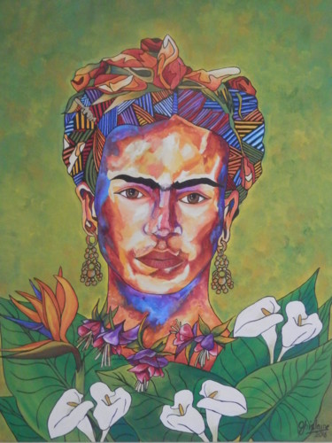 Schilderij getiteld "Frida Kahlo" door Ghislaine, Origineel Kunstwerk, Acryl