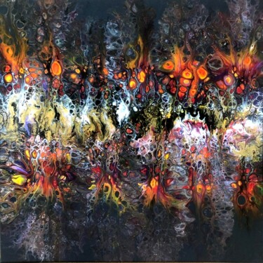 Painting titled "Explosion" by Ghislaine Chapuis, Original Artwork, Acrylic Mounted on Wood Stretcher frame