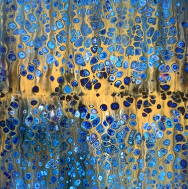 Painting titled "Rêve bleu n°3" by Ghislaine Chapuis, Original Artwork, Acrylic Mounted on Wood Stretcher frame