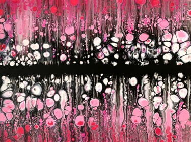 Painting titled "Effervescence Rose" by Ghislaine Chapuis, Original Artwork, Acrylic Mounted on Wood Stretcher frame