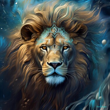 Digital Arts titled "Lion n°1" by Ghislaine Chapuis, Original Artwork, AI generated image