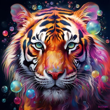 Digital Arts titled "Tigre N°1" by Ghislaine Chapuis, Original Artwork, AI generated image