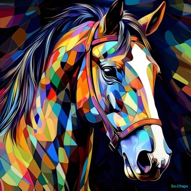 Digital Arts titled "Cheval N°2" by Ghislaine Chapuis, Original Artwork, AI generated image