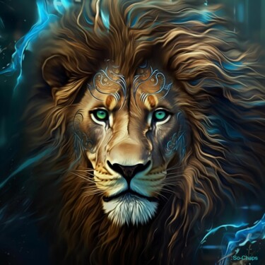 Digital Arts titled "Lion N°2" by Ghislaine Chapuis, Original Artwork, AI generated image