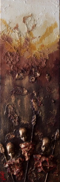 Ζωγραφική με τίτλο "LES GUERRIERS" από Ghislaine Chedebois (Gimar), Αυθεντικά έργα τέχνης, Ακρυλικό