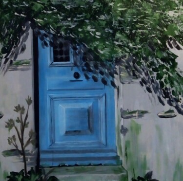 Painting titled "la-porte-bleue-art-…" by Ghislaine Chedebois (Gimar), Original Artwork, Acrylic