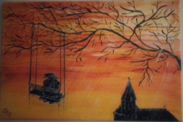 Painting titled "Suspendue" by Ghislaine Chedebois (Gimar), Original Artwork, Acrylic