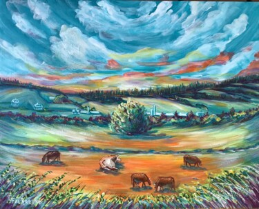 Peinture intitulée "Le patûrage" par Ghislaine Falardeau, Œuvre d'art originale, Acrylique Monté sur Châssis en bois