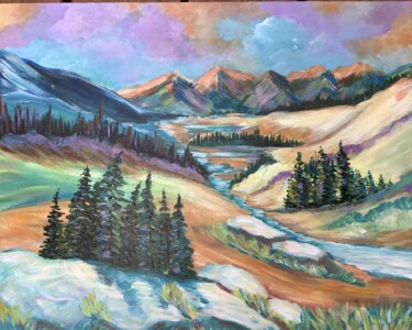 Pintura titulada "La vallée tranquille" por Ghislaine Falardeau, Obra de arte original, Acrílico Montado en Otro panel rígido