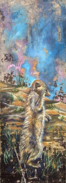 Painting titled "Souci de suricate" by Ghislaine Letourneur, Original Artwork, Oil