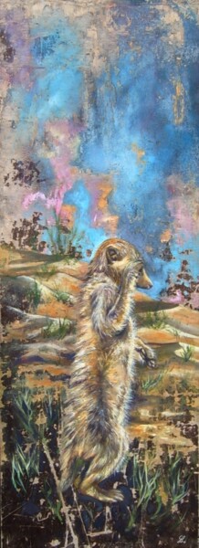 「Souci de suricate」というタイトルの絵画 Ghislaine Letourneurによって, オリジナルのアートワーク, オイル