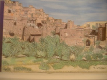 Painting titled "Warzazate" by Ghislaine Limbour, Original Artwork, Pastel